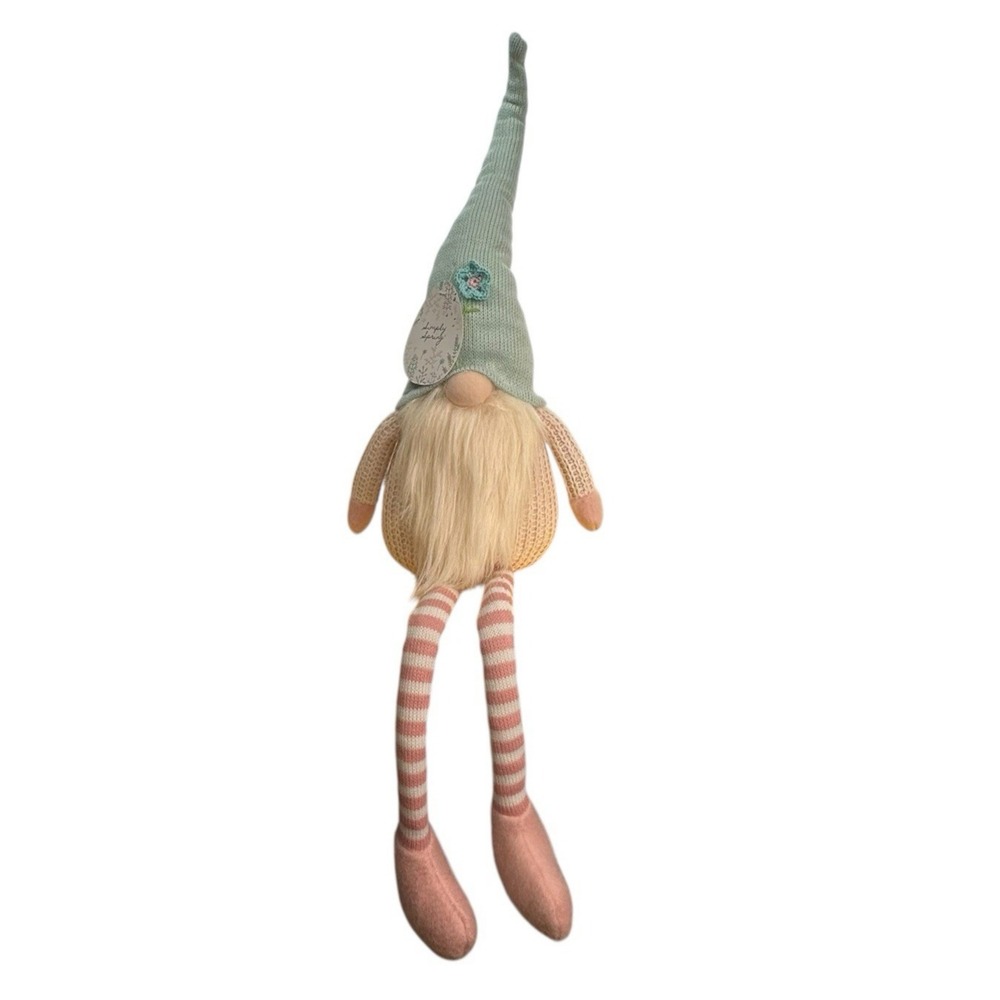 Pastel Gnome, Shelf Sitter, Weighted Bottom, Plush, Poseable, Pink, Beige & Blue